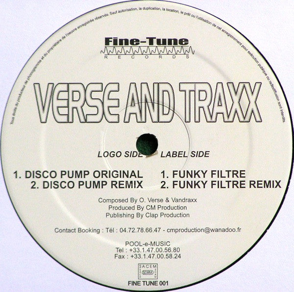 Verse And Traxx - Disco Pump / Funky Filtre | Very Good Plus (VG+) Excellent (EX) - HOUSE / USED *VERY GOOD+*