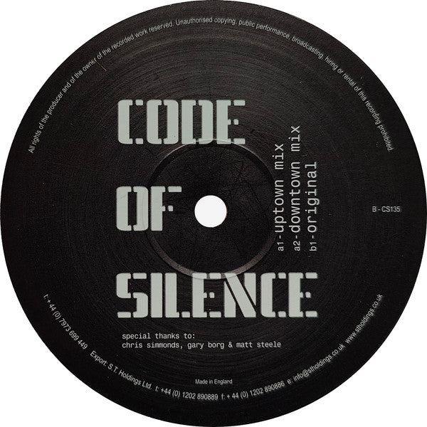 Chris Simmonds - Code Of Silence | Very Good Plus (VG+) Generic - HOUSE / USED *VERY GOOD+*