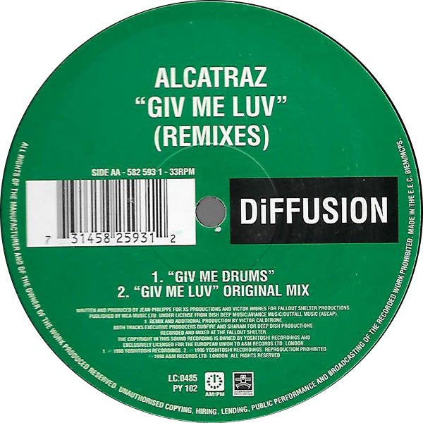 Alcatraz - Giv Me Luv (Remixes) | Very Good Plus (VG+) Very Good Plus (VG+) - HOUSE / USED *VERY GOOD+*