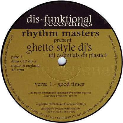 Rhythm Masters - Ghetto Style DJ's (DJ Essentials On Plastic) | Very Good Plus (VG+) Excellent (EX) - HOUSE / USED *VERY GOOD++*