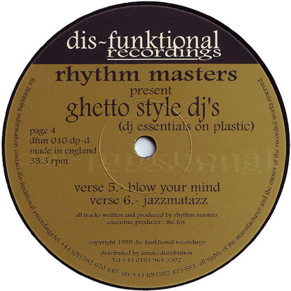 Rhythm Masters - Ghetto Style DJ's (DJ Essentials On Plastic) | Very Good Plus (VG+) Excellent (EX) - HOUSE / USED *VERY GOOD++*