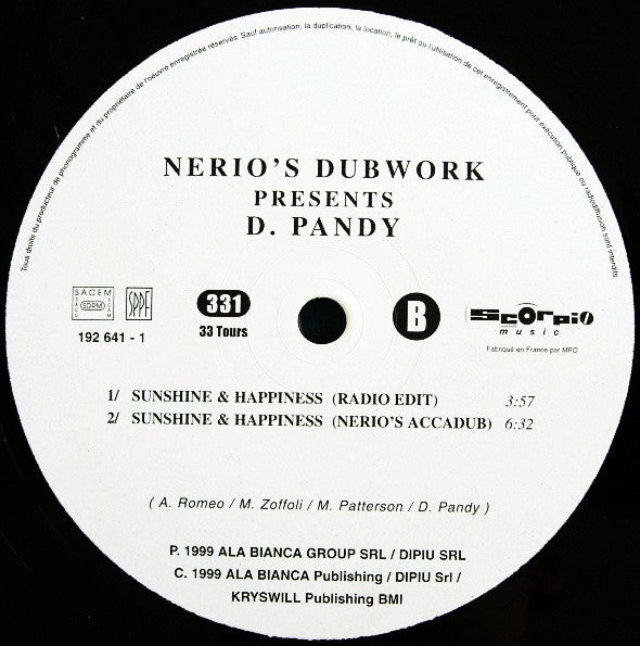 Nerio's Dubwork - Sunshine & Happiness | Very Good (VG) Good Plus (G+) - HOUSE / USED *VERY GOOD*