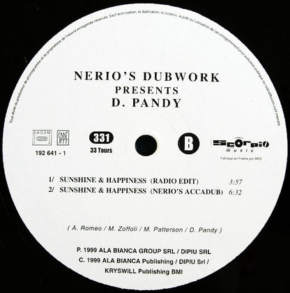 Nerio's Dubwork - Sunshine & Happiness | Very Good (VG) Good Plus (G+) - HOUSE / USED *VERY GOOD*