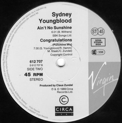 Sydney Youngblood - If Only I Could / Ain't No Sunshine / Congratulations | Very Good (VG) Good Plus (G+) - HOUSE / USED *VEY GOOD*