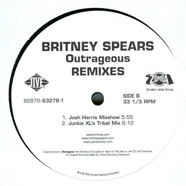 Britney Spears - Outrageous (Remixes) (VINYL 12") | Excellent+ (EX+) Near Mint (NM) - HOUSE / USED *EXCELLENT+*