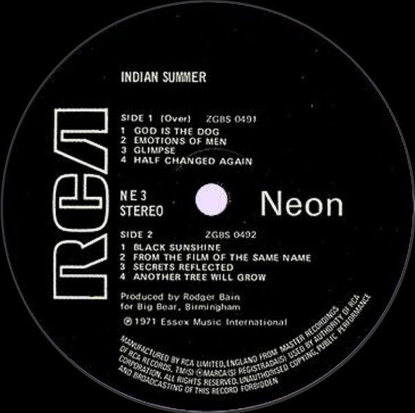 Indian Summer | Very Good Plus (VG+) Very Good (VG) - ROCK / USED *VERY GOOD+*