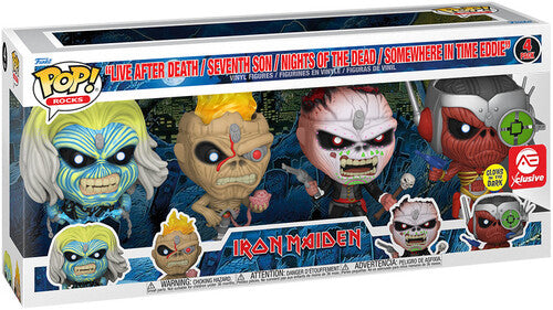 FUNKO POP! ROCKS: Iron Maiden - Eddie 4PK Glow in the Dark Box Set (AE Exclusive) |