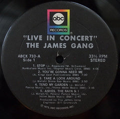 James Gang Live In Concert ABC Records LP, Album, RP Good Plus (G+) Very Good Plus (VG+)