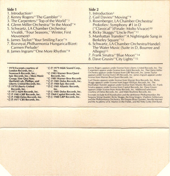 Various - Delco / Bose Music System Demonstration Cassette | Near Mint (NM) Near Mint (NM) - JAZZ/CLASSICAL / USED *NEAR MINT*