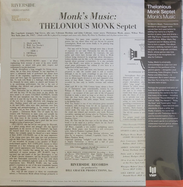 Thelonious Monk Septet - Monk's Music | Mint (M) Mint (M) - JAZZ *COLOR/VMP*