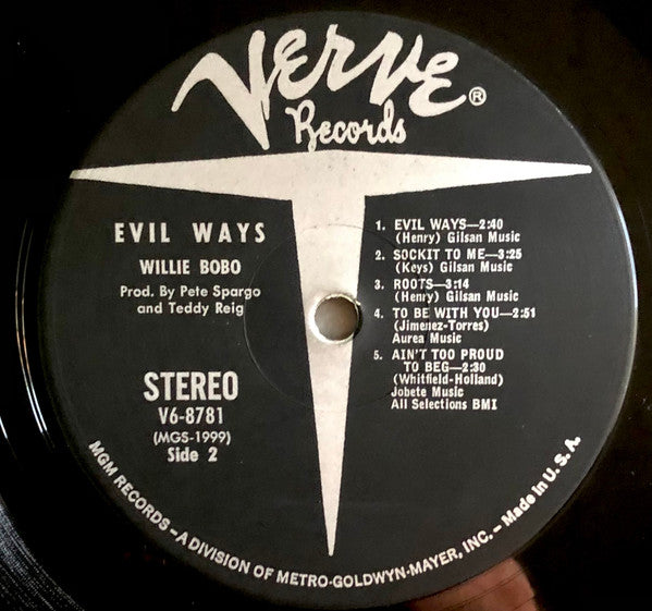 Willie Bobo - Evil Ways (VINYL LP) | Excellent+ (EX+) Excellent+ (EX+) - JAZZ/LATIN / USED *EXCELLENT+*