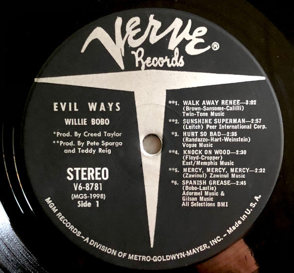 Willie Bobo - Evil Ways (VINYL LP) | Excellent+ (EX+) Excellent+ (EX+) - JAZZ/LATIN / USED *EXCELLENT+*