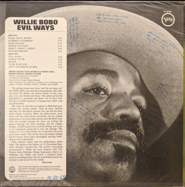 Willie Bobo - Evil Ways (VINYL LP) | Excellent+ (EX+) Excellent+ (EX+) - JAZZ/LATIN / USED *EXCELLENT+*