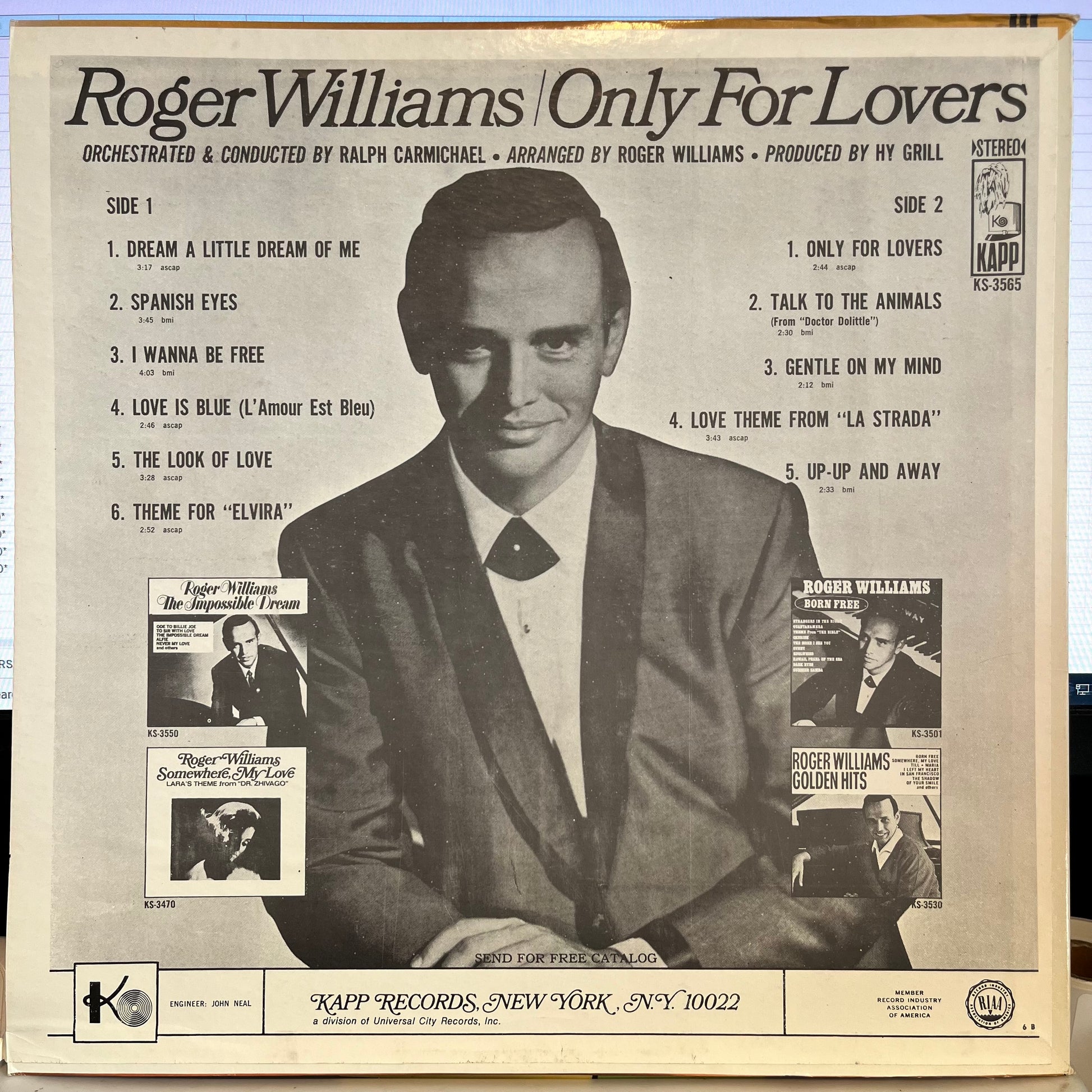 Roger Williams (2) - Only For Lovers | Near Mint (NM) Near Mint (NM) - JAZZ *NEAR MINT*