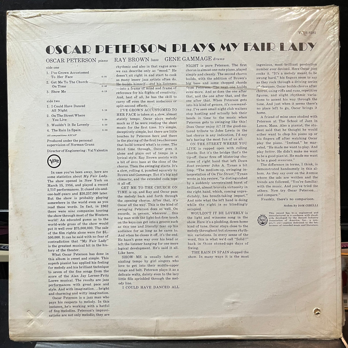 Oscar Peterson - Oscar Peterson Plays My Fair Lady (VINYL LP) | USED Mint (M) Near Mint (NM or M-) - JAZZ / NEW *SEALED*