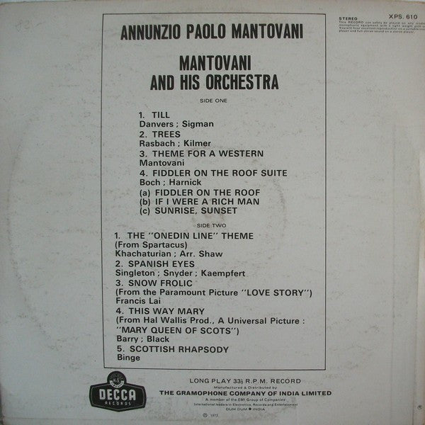 Mantovani And His Orchestra - Annunzio Paolo Mantovani (VINYL LP) | USED Mint (M) Near Mint (NM or M-) - JAZZ / NEW *SEALED*