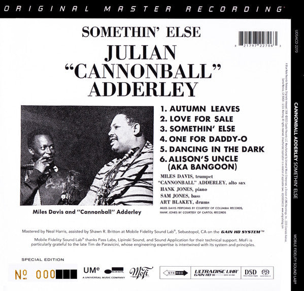 Somethin' Else (SACD / 6 TRACK CORRECTION) | Mint (M) Mint (M) - JAZZ *SEALED*