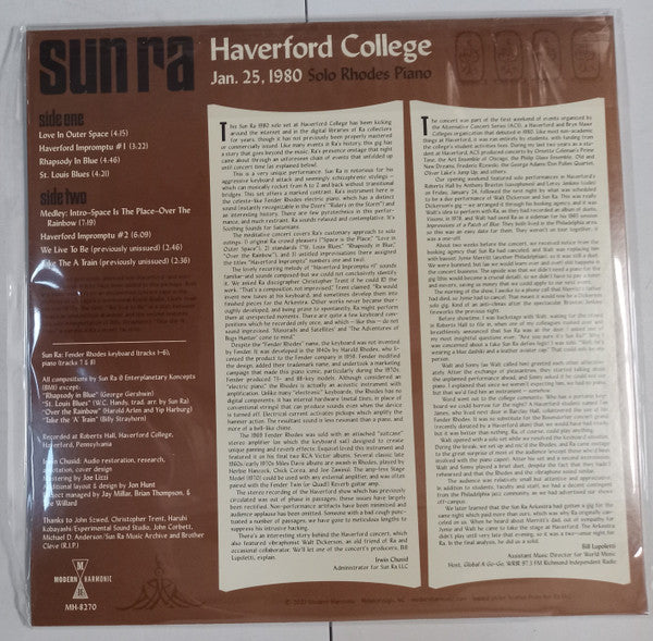 Haverford College 1980 Solo Piano | Mint (M) Mint (M)