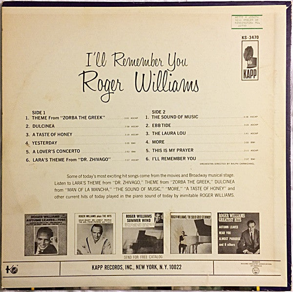 Roger Williams (2) - I'll Remember You *SEALED* | Mint (M) Mint (M) - JAZZ *SEALED*