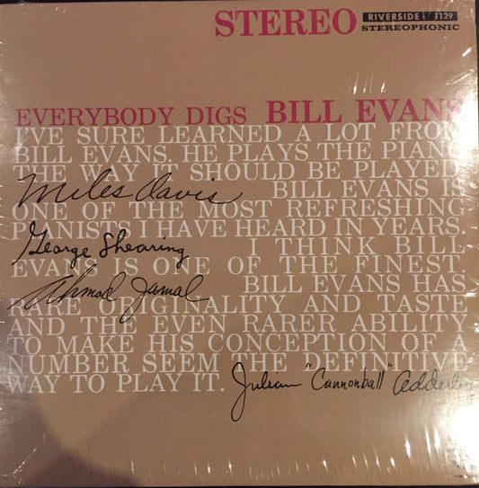 The Bill Evans Trio Everybody Digs Bill Evans LP Mint (M) Mint (M)