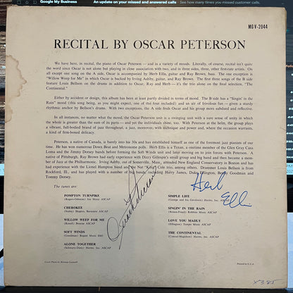 Oscar Peterson - Recital | Very Good (VG) Excellent (EX) - JAZZ *SIGNED* / USED *VERY GOOD*