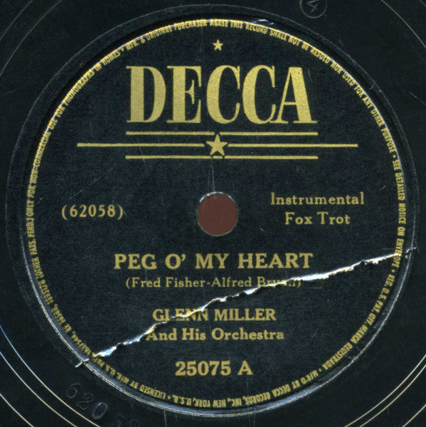 Glenn Miller And His Orchestra - Peg O' My Heart / Moonlight Bay | Excellent (EX) Generic - JAZZ / USED *EXCELLENT/78*