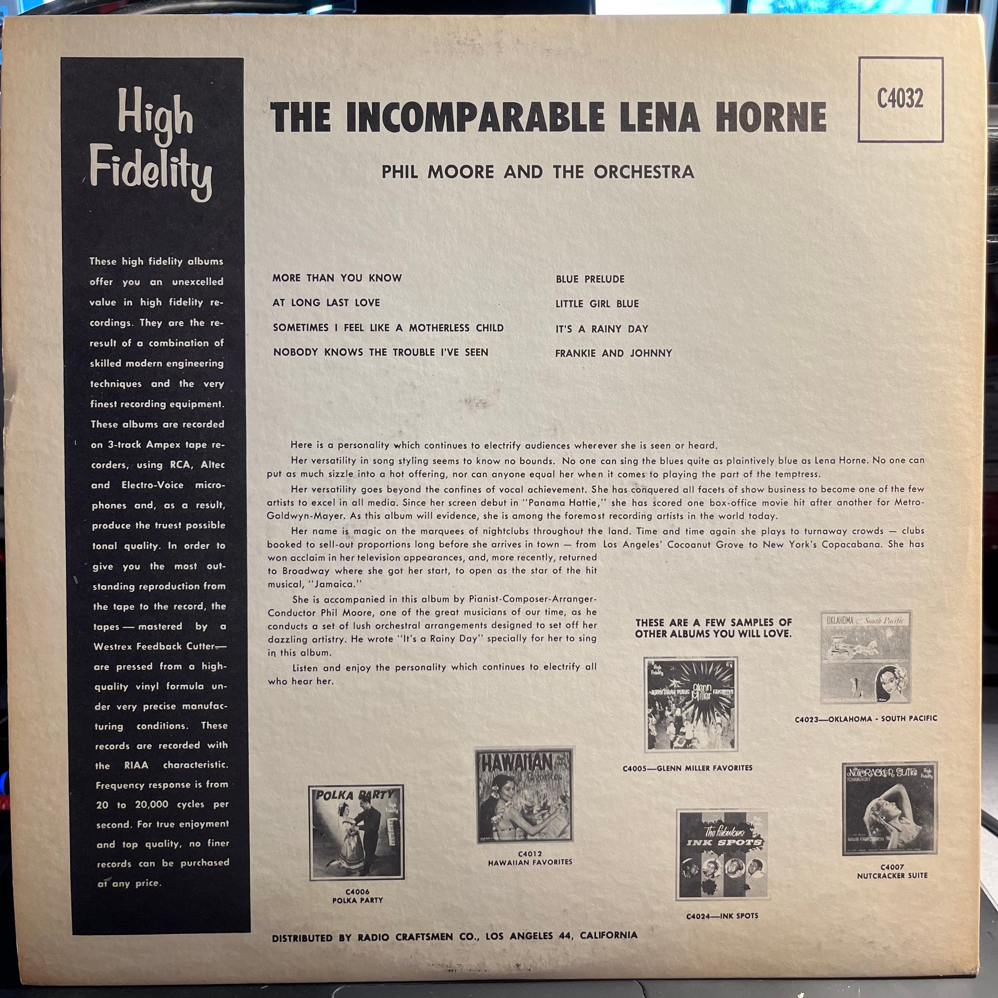 Lena Horne - The Incomparable Lena Horne | Excellent (EX) Excellent (EX) - JAZZ / USED *EXCELLENT+*