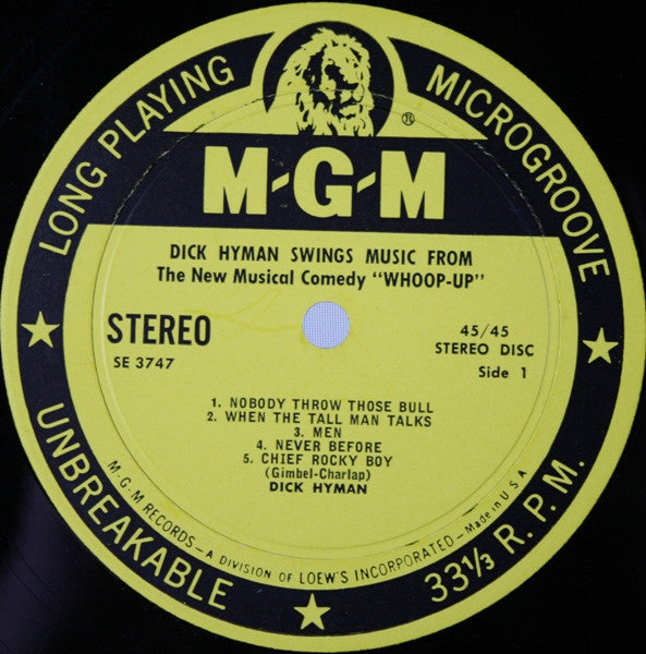 Dick Hyman - Swings Music From Whoop-Up (VINYL) | Excellent+ (EX+) Excellent+ (EX+) - JAZZ / USED *EXCELLENT+*