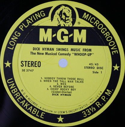 Dick Hyman - Swings Music From Whoop-Up (VINYL) | Excellent+ (EX+) Excellent+ (EX+) - JAZZ / USED *EXCELLENT+*