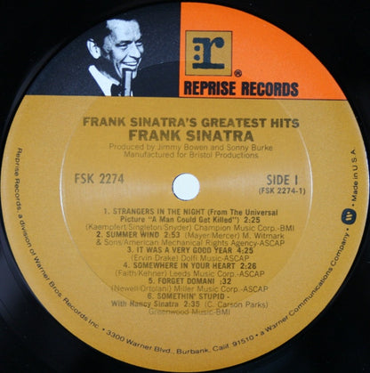 Frank Sinatra's Greatest Hits (VINYL) | Excellent+ (EX+) Excellent (EX) - JAZZ / USED *EXCELLENT+*