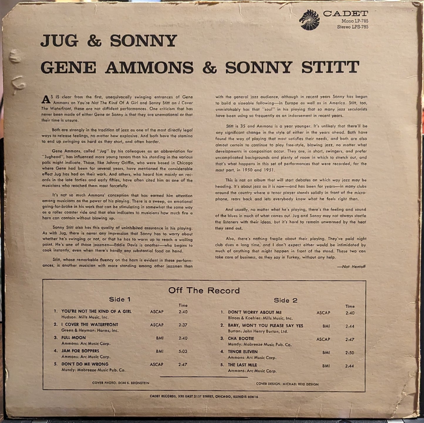 Gene Ammons - Jug & Sonny | Excellent (EX) Very Good (VG) - JAZZ / USED *EXCELLENT+*