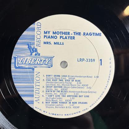 My Mother-The Ragtime Piano Player (VINYL) *PROMO* | Excellent+ (EX+) Excellent+ (EX+) - JAZZ / USED *EXCELLENT+*
