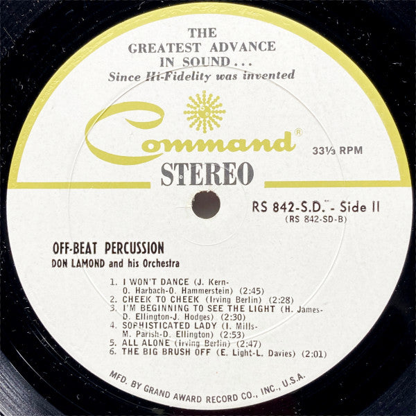 Don Lamond And His Orchestra - Off Beat Percussion | Excellent (EX) Near Mint (NM) - JAZZ / USED *EXCELLENT+*