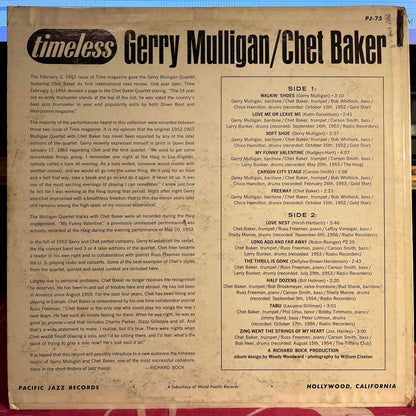 Gerry Mulligan - Timeless | Excellent (EX) Excellent (EX) - JAZZ / USED *EXCELLENT+*
