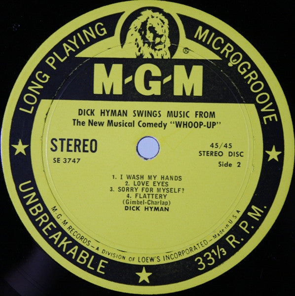 Dick Hyman - Swings Music From Whoop-Up (VINYL) | Excellent+ (EX+) Excellent+ (EX+) - JAZZ / USED *EXCELLENT+*