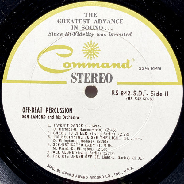 Don Lamond And His Orchestra - Off Beat Percussion | Excellent (EX) Near Mint (NM) - JAZZ / USED *EXCELLENT+*