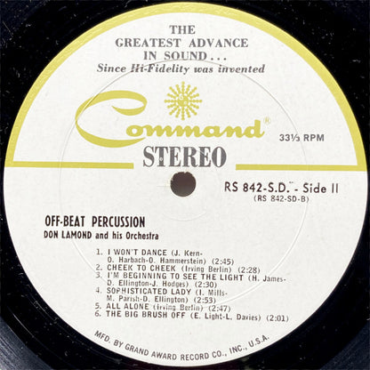 Don Lamond And His Orchestra - Off Beat Percussion | Excellent (EX) Near Mint (NM) - JAZZ / USED *EXCELLENT+*