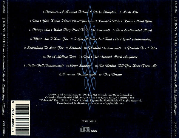 In A Sentimental Mood: Mathis Sings Ellington (CD) | Excellent (EX) Excellent+ (EX+) - JAZZ / USED *EXCELLENT+*