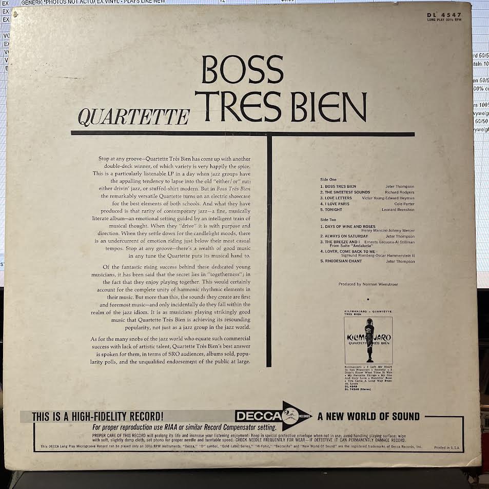 Boss Trés Bien (VINYL) | Excellent+ (EX+) Excellent+ (EX+) - JAZZ / USED *EXCELLENT+*