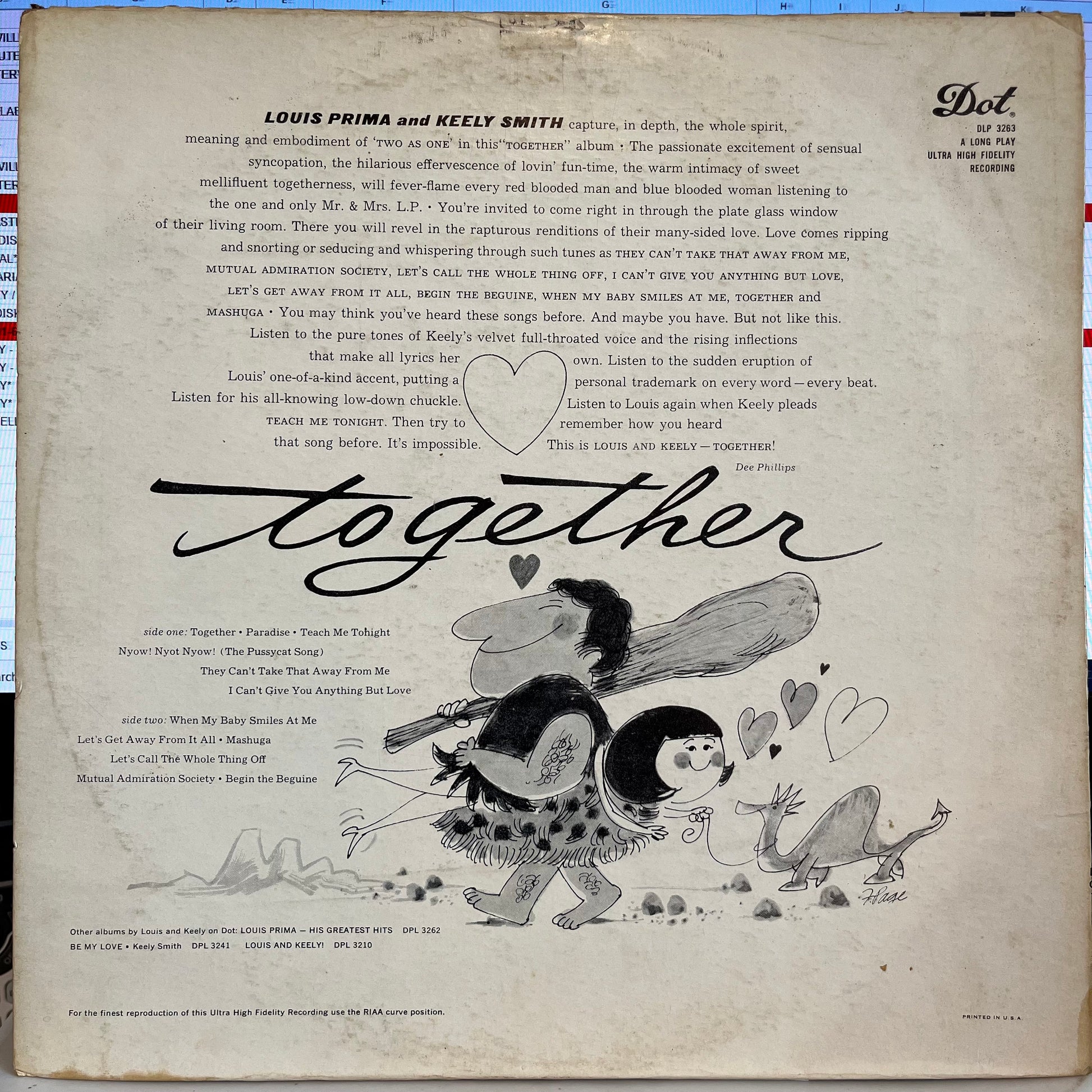 Louis Prima & Keely Smith - Together | Excellent (EX) Very Good Plus (VG+) - JAZZ / USED *EXCELLENT+*