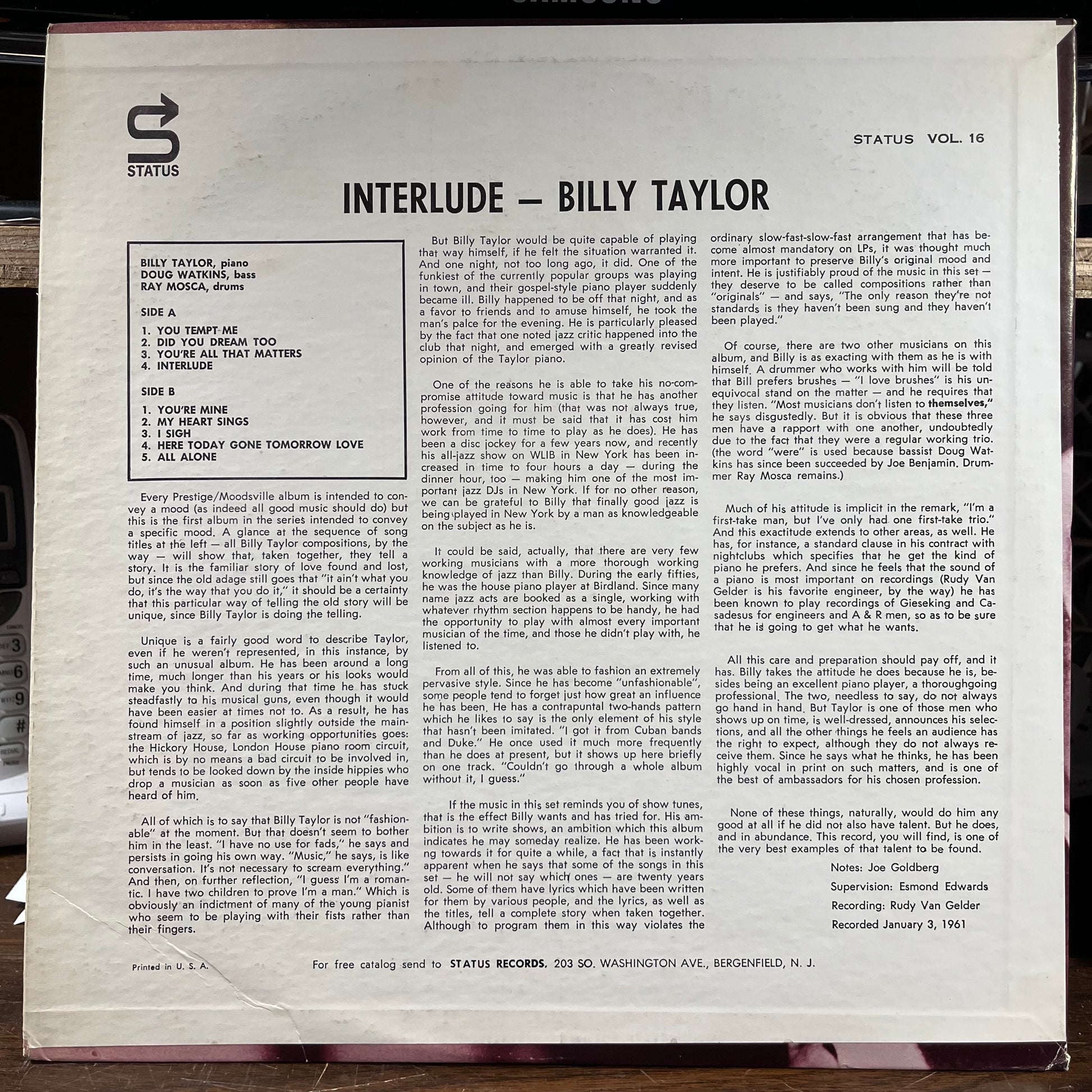 Interlude (VINYL) | Excellent+ (EX+) Near Mint (NM) - JAZZ / USED *EXCELLENT+*