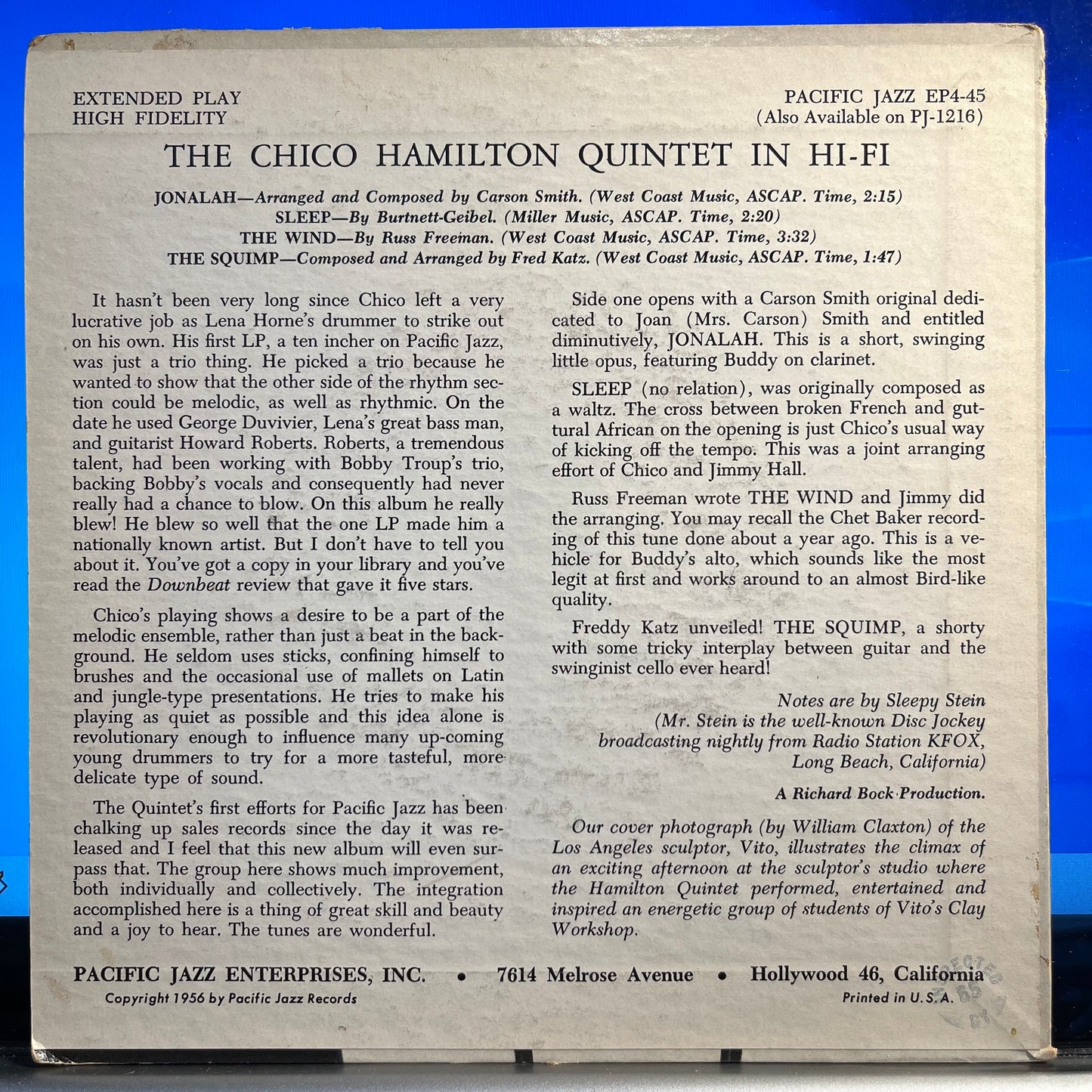 The Chico Hamilton Quintet - Chico Hamilton Quintet in Hi Fi *7"* | Excellent (EX) Excellent (EX) - JAZZ / USED *EXCELLENT*