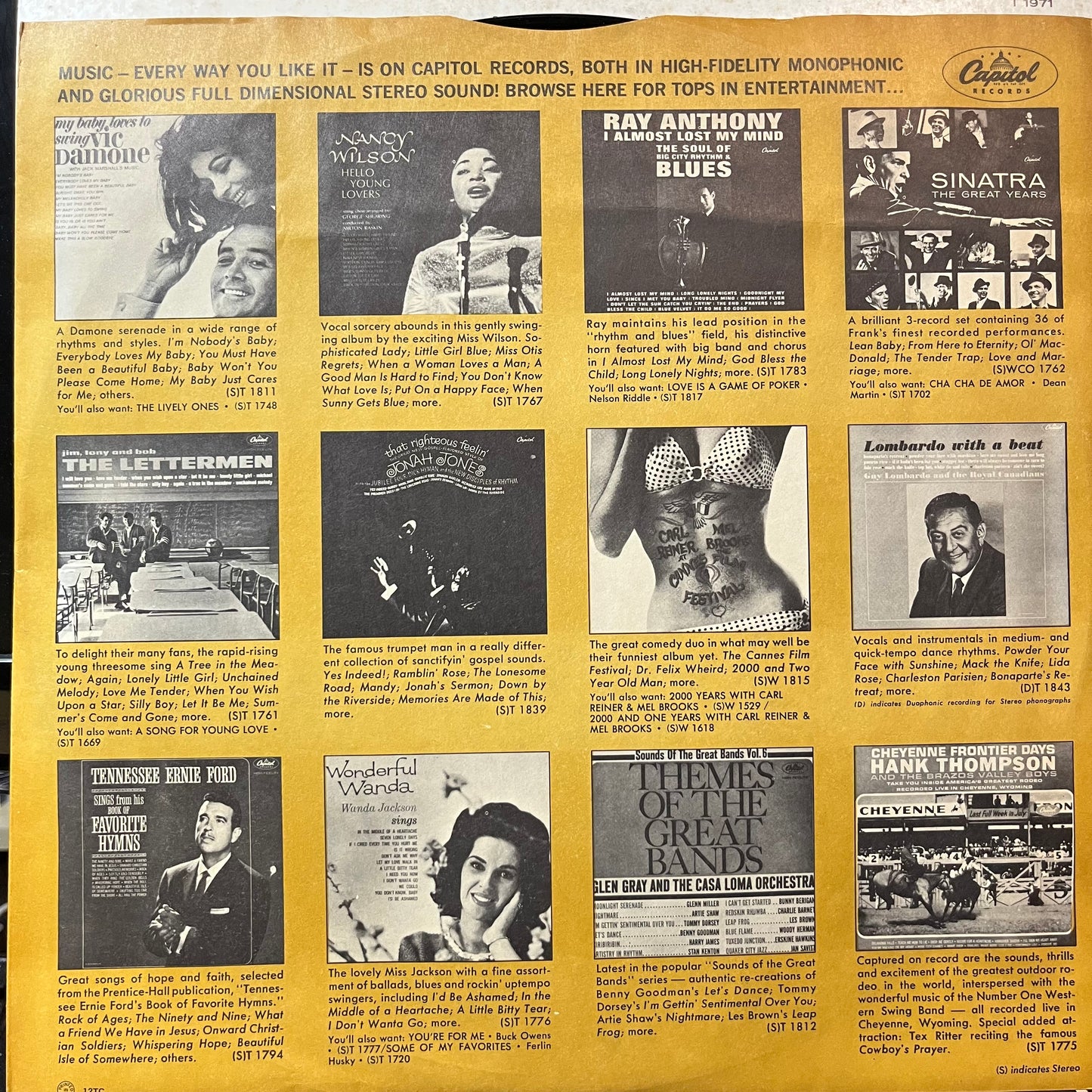 Earl Hines With Ralph Carmichael's Swingin' Big Ba - Earl "Fatha" Hines! (VINYL LP CAPITOL T-1971 1963) | USED Excellent (EX) Excellent (EX) - JAZZ / USED *EXCELLENT*