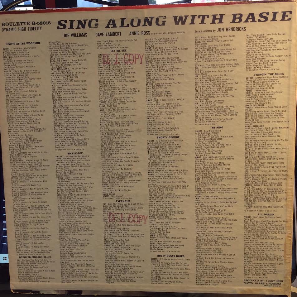 Sing Along With Basie (VINYL) | Excellent (EX) Very Good (VG) - JAZZ / USED *EXCELLENT*