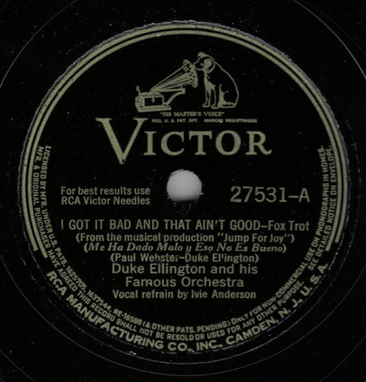 I Got It Bad And That Ain't Good / Chocolate Shake (10" 78RPM RECORD) | Excellent (EX) Excellent (EX) - JAZZ / USED *EXCELLENT*