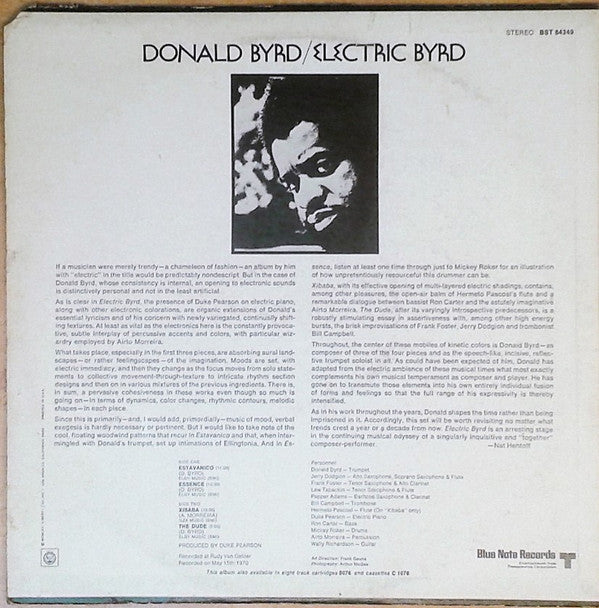Donald Byrd Electric Byrd LP Very Good Plus (VG+) Very Good Plus (VG+)