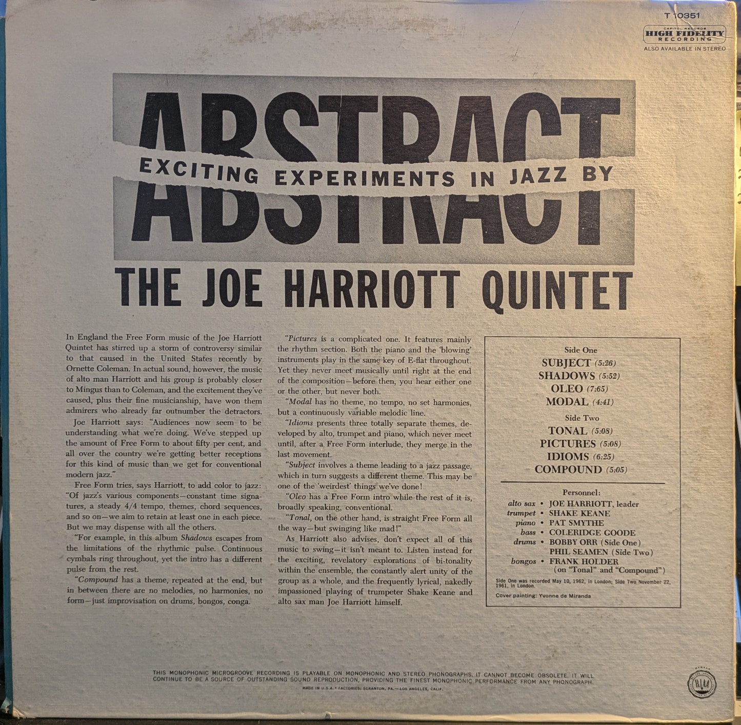 Abstract (VINYL) | Excellent (EX) Very Good Plus (VG+) - JAZZ / USED *EXCELLENT*