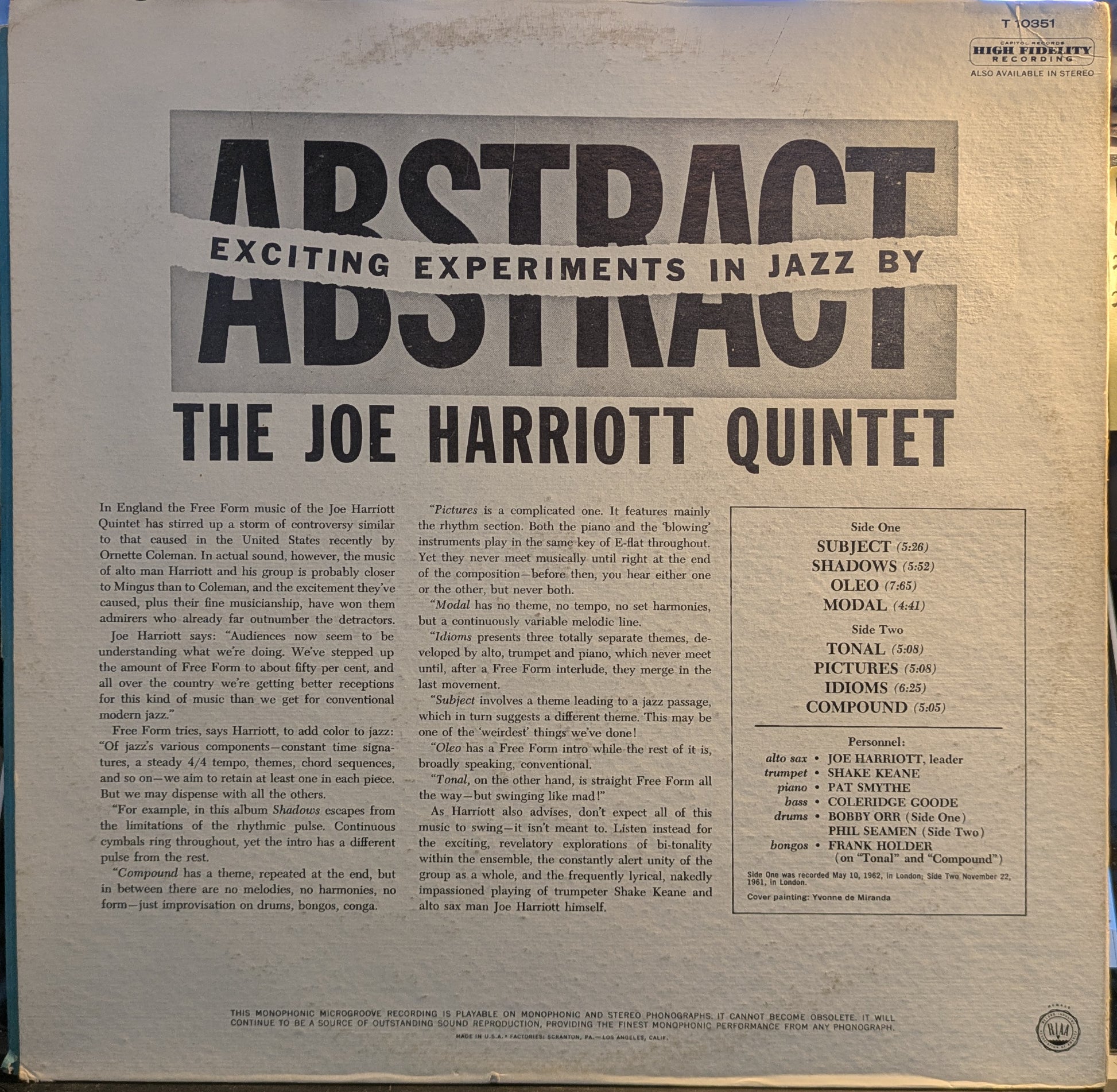 Abstract (VINYL) | Excellent (EX) Very Good Plus (VG+) - JAZZ / USED *EXCELLENT*