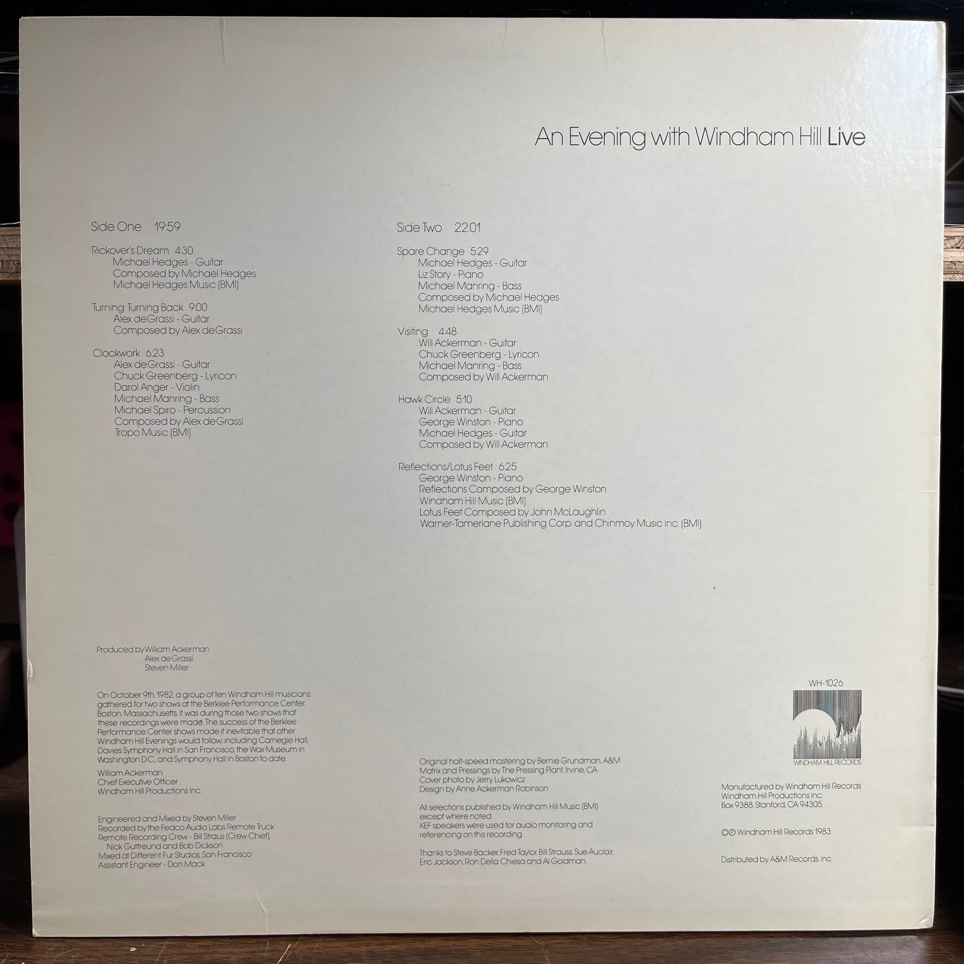An Evening With Windham Hill Live (VINYL) | Excellent (EX) Near Mint (NM) - JAZZ / USED *EXCELLENT*