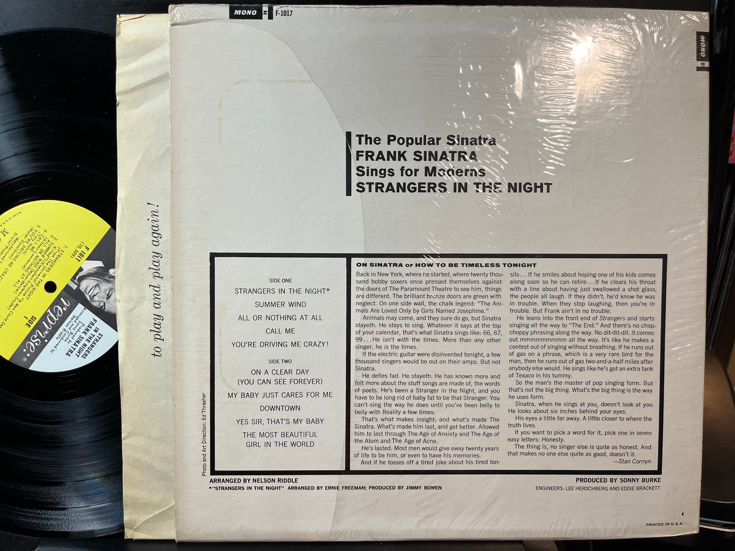 Frank Sinatra - Strangers In The Night (VINYL LP REPRISE F-1017 1966) | Near Mint- (NM-) Near Mint (NM) - JAZZ / USED *NEAR MINT-*